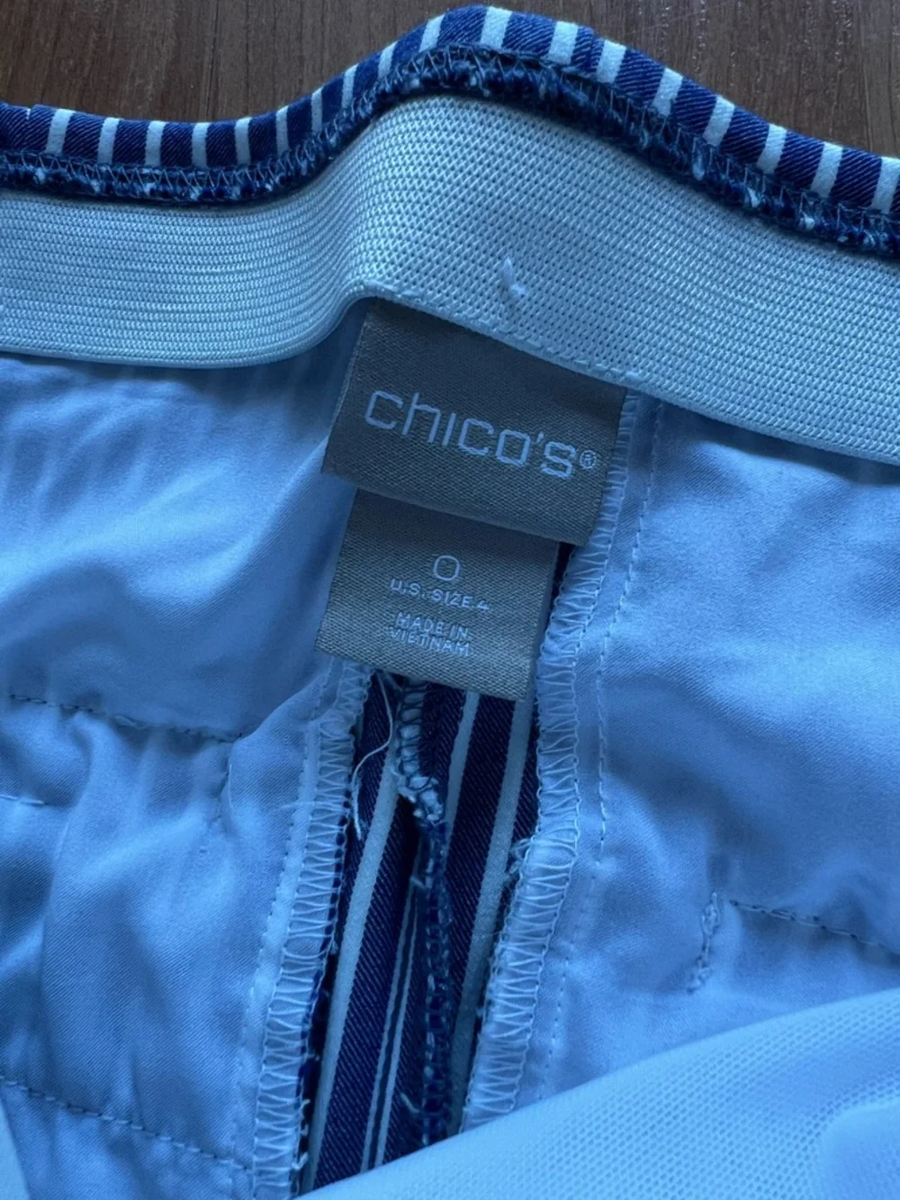 Chico’s Blue White Striped Pants Straight Leg Size 0 - Picture 9 of 12
